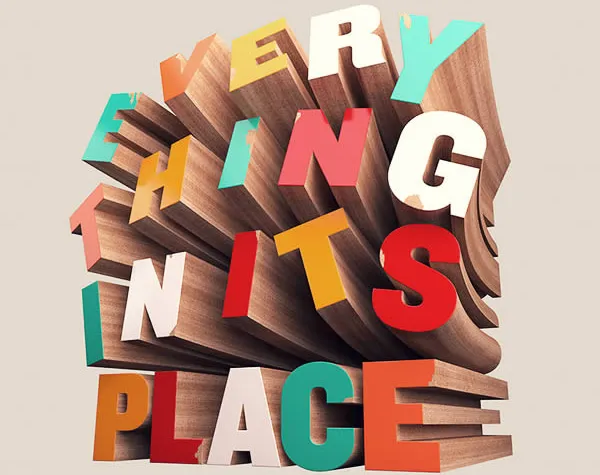 Wie man farbigen hölzernen 3D-Text erstellt