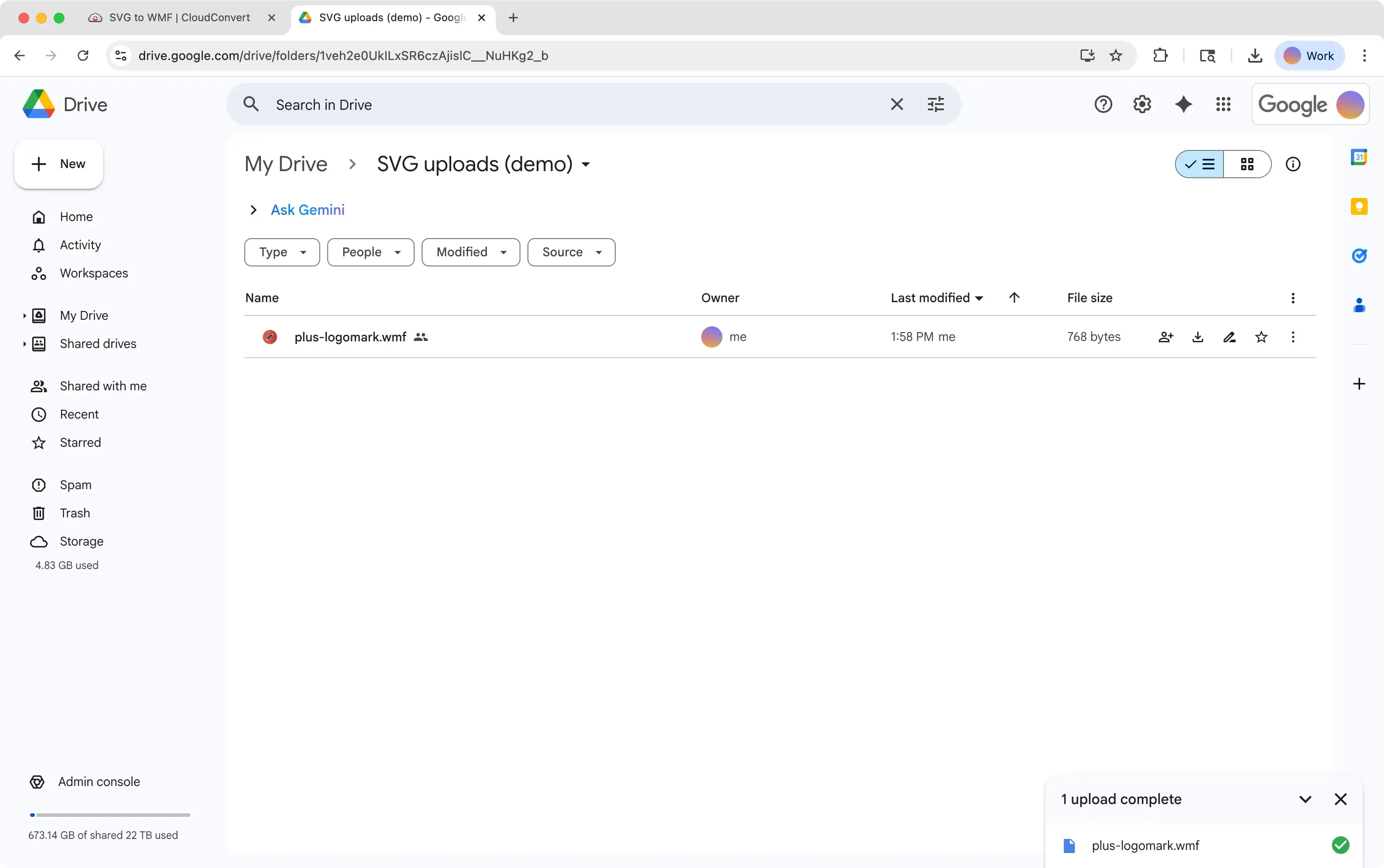 WMF-Datei in Google Drive hochladen