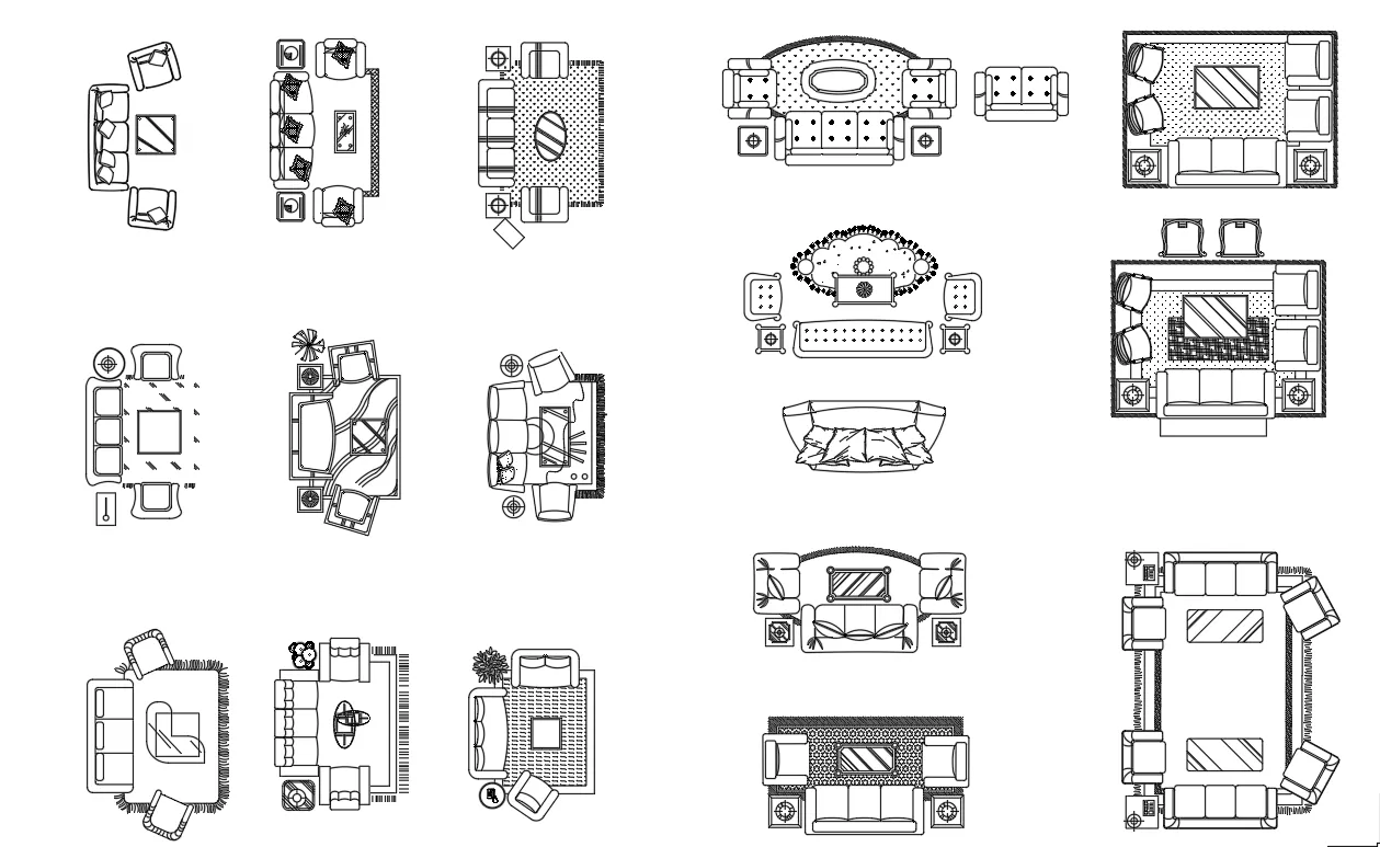 Wohnzimmermöbel im Grundriss