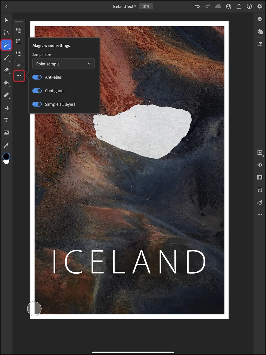 Zauberstab-Werkzeug auf dem iPad