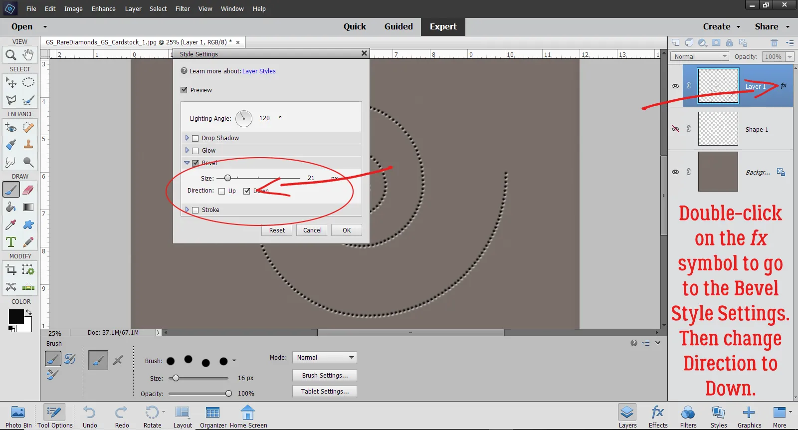 Anpassen der Facettenschliff-Einstellungen