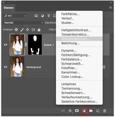 Anpassung der Gradationskurve zur Abdunklung der Haut