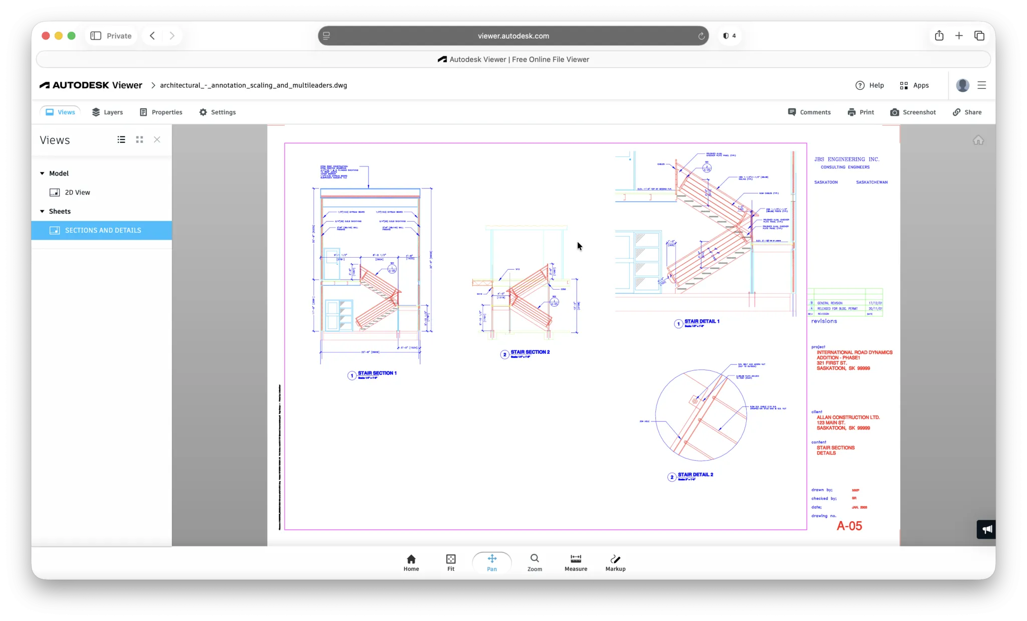 Ansicht einer AutoCAD DWG-Datei auf einem Mac mit Autodesk Viewer