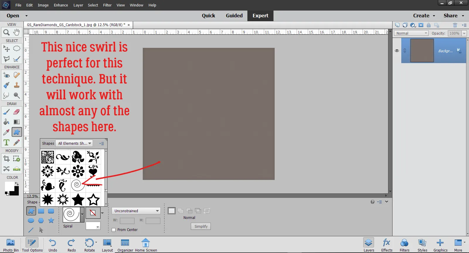 Ausgewählte Wirbelform