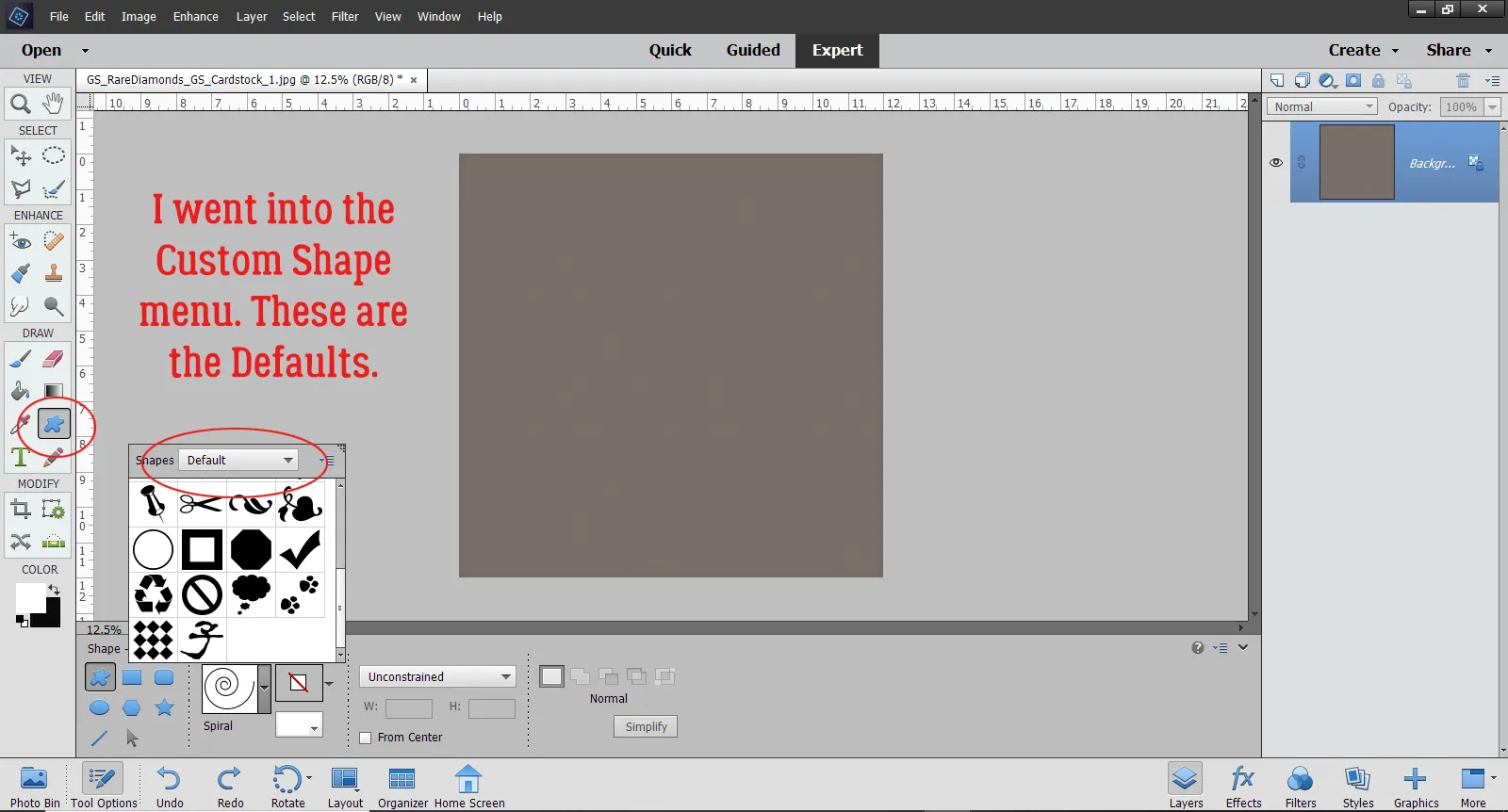 Auswahl des benutzerdefinierten Formwerkzeugs