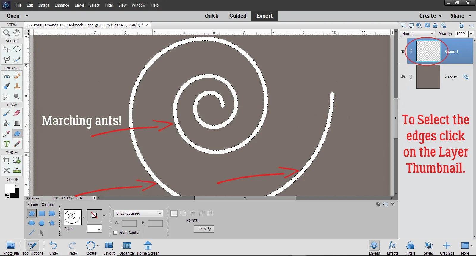 Auswählen der Ebenenminiaturansicht