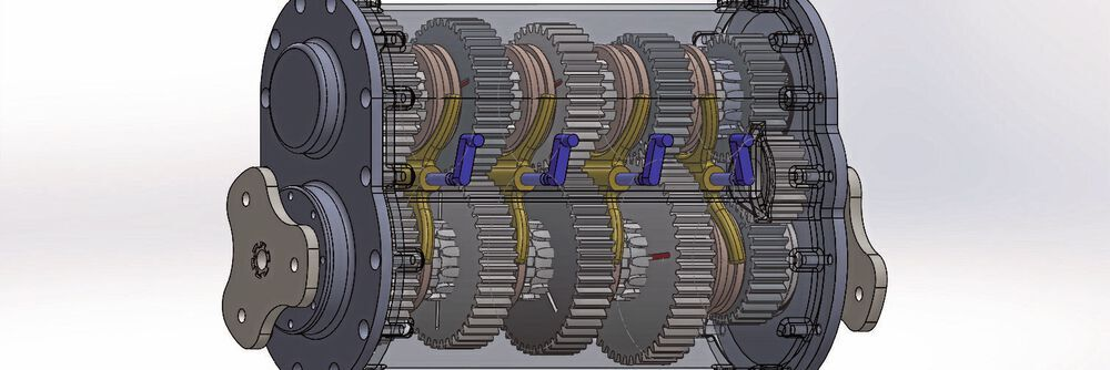 Das Innenleben eines Automatikgetriebes in einem deutschen Auto, detaillierte Zahnräder und Wellen