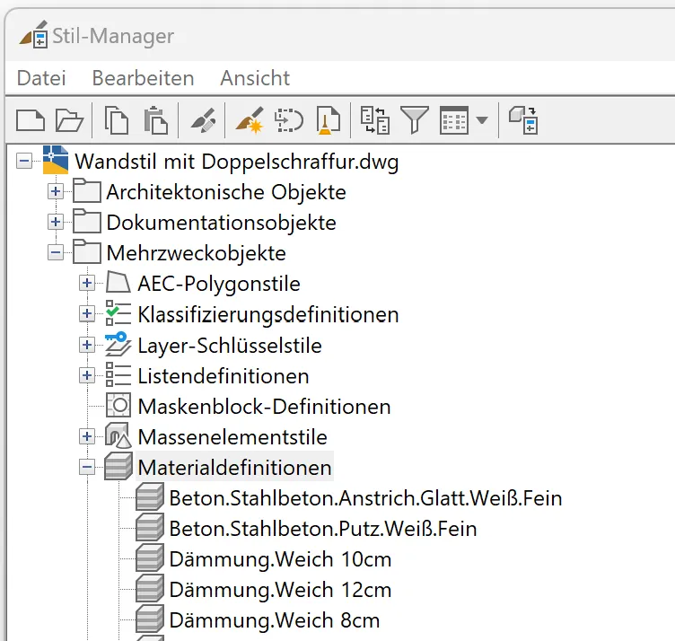 Beispiel einer Dämmungsschraffur