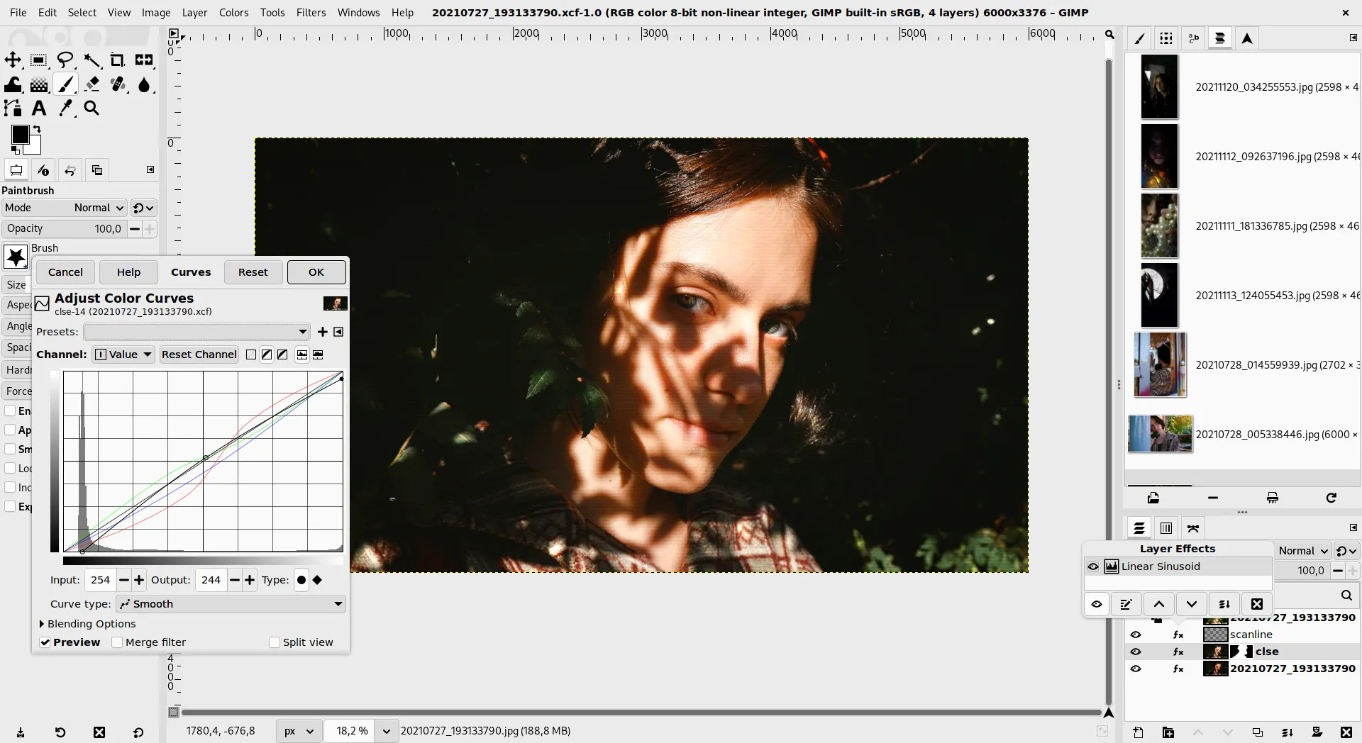 Beispiel für nicht-destruktive Kurvenfilter