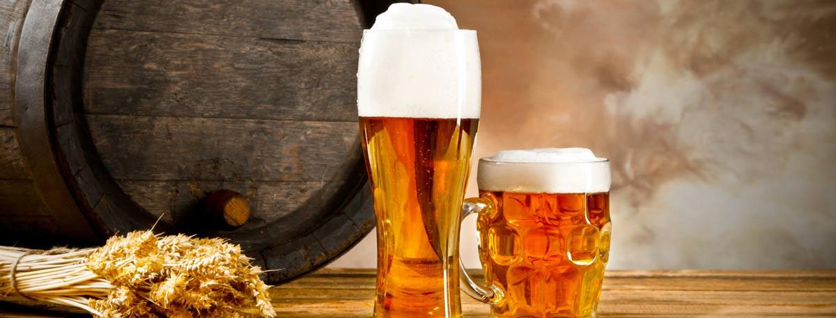 Vielfalt deutscher Bierstile mit Hopfendolden und Malzkörnern