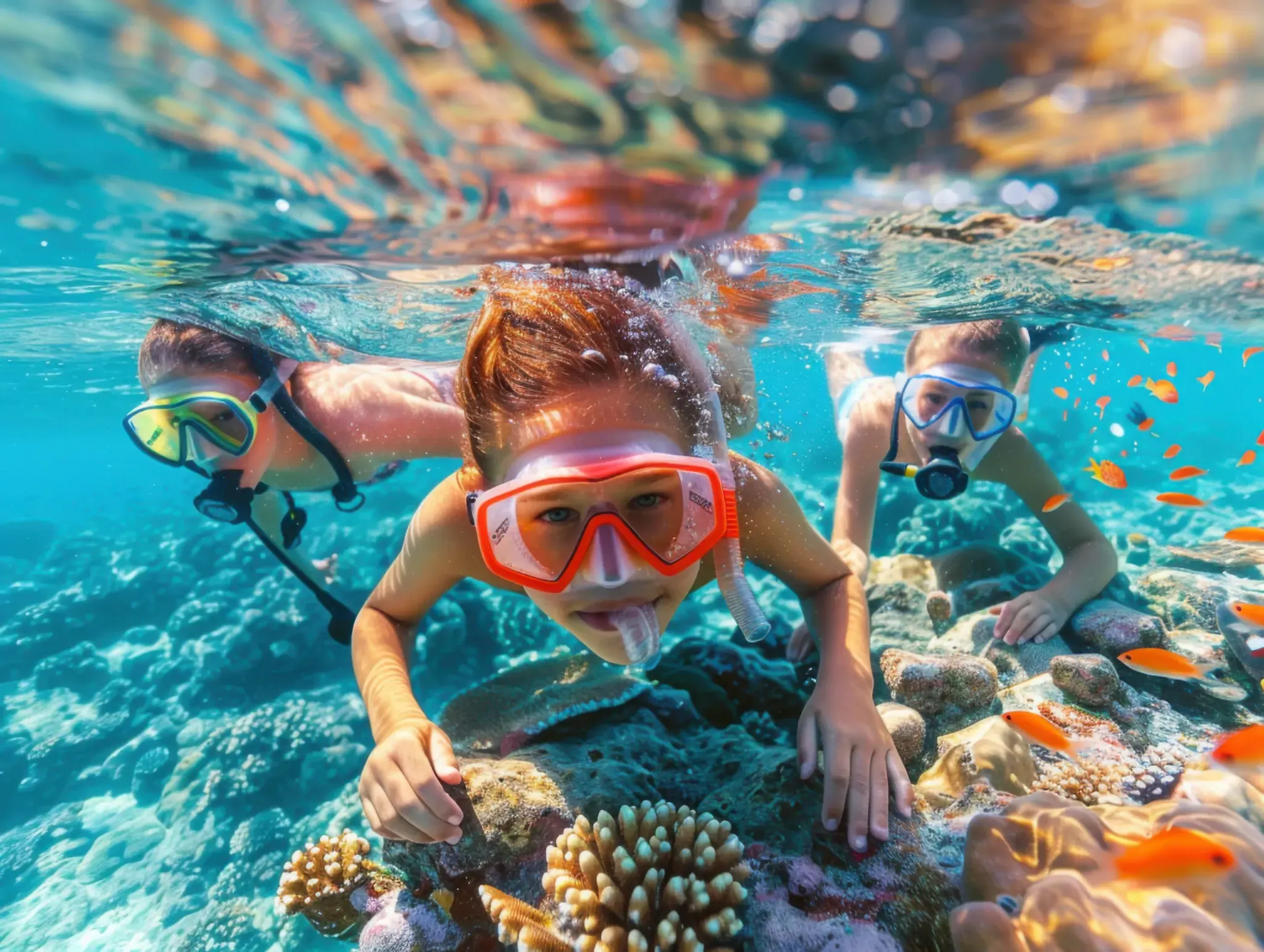 Bunte Korallenriffe beim Schnorcheln im Roten Meer