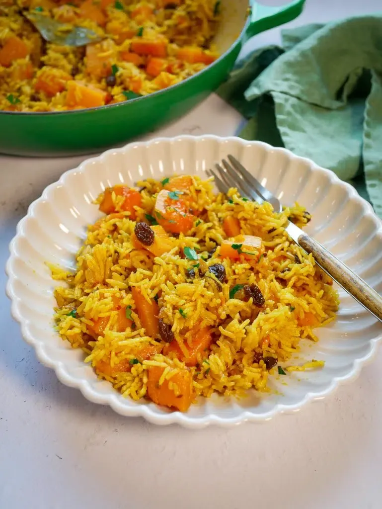 Butternut Kürbis Rezept: Kürbis Pilaw