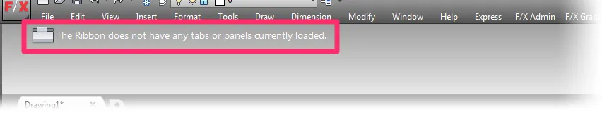 Das Menüband enthält derzeit keine geladenen Registerkarten oder Panels