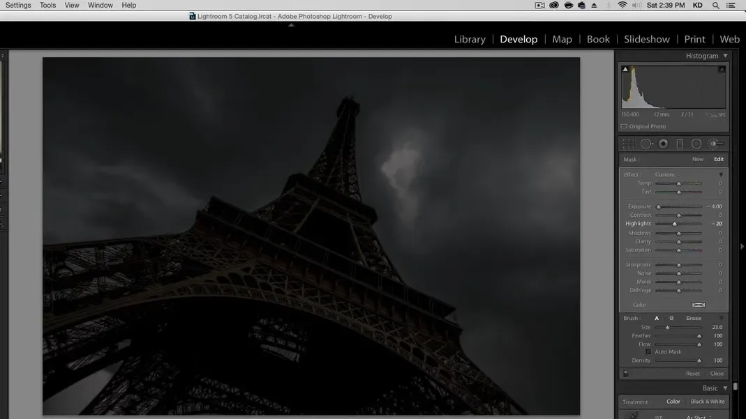 Details im Himmel wiederherstellen durch Anpassung der Lichter