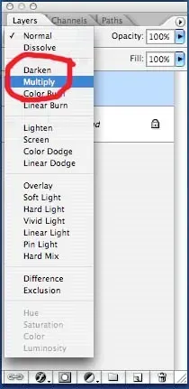 Ebenenmodus auf Multiplizieren einstellen