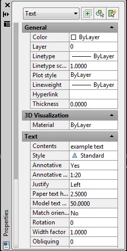 Eigenschaftenpalette in AutoCAD