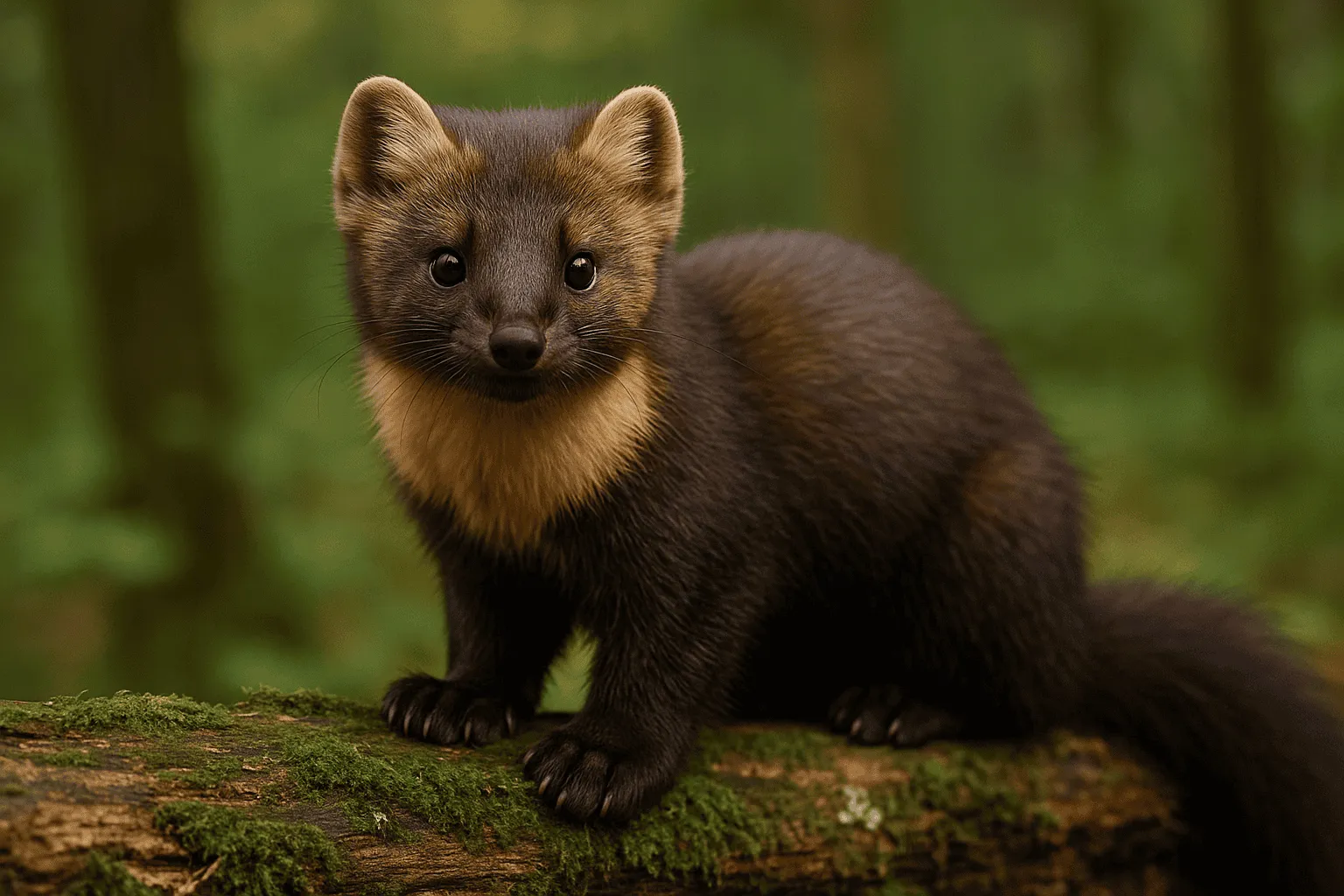 Ein Zobel in seiner natürlichen Umgebung, geschmeidig und wachsam.