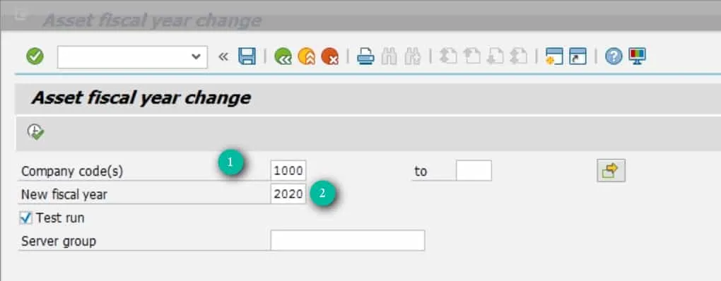 Eingabe der Buchungskreise und des neuen Geschäftsjahres in AJRW