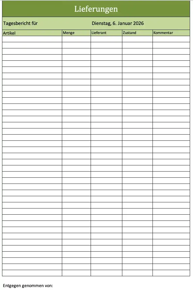 Erfassung von Lieferungen im Bauprojekt