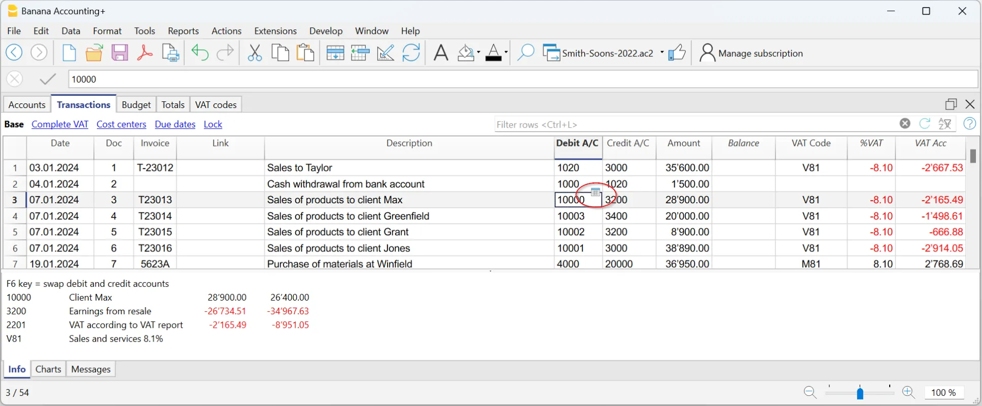 Erstellen eines Kontoauszugs in der Buchhaltung