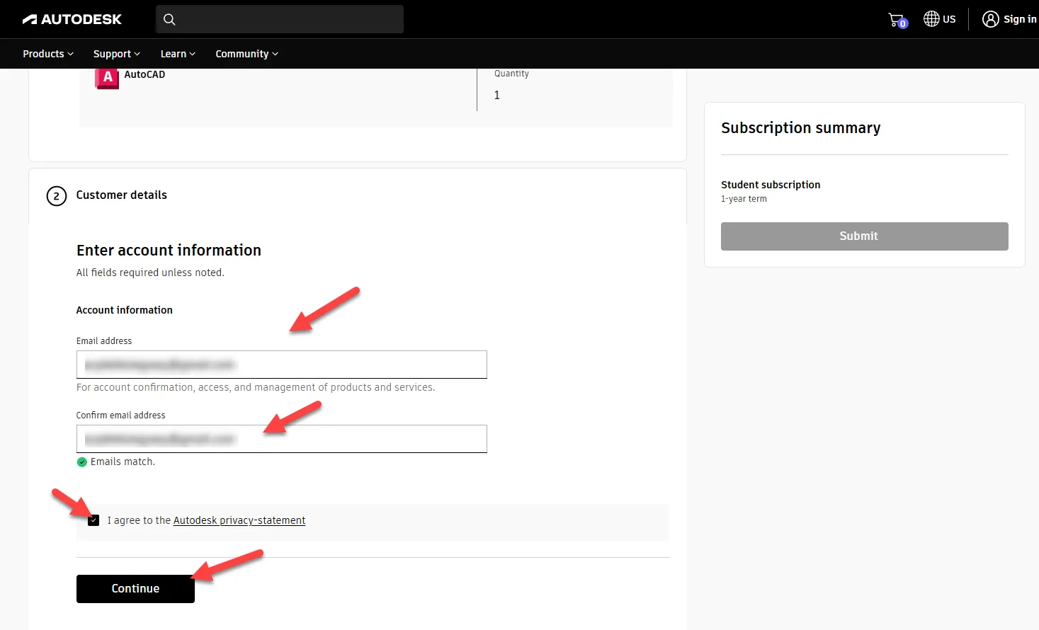 Erstellung eines Autodesk Education Kontos