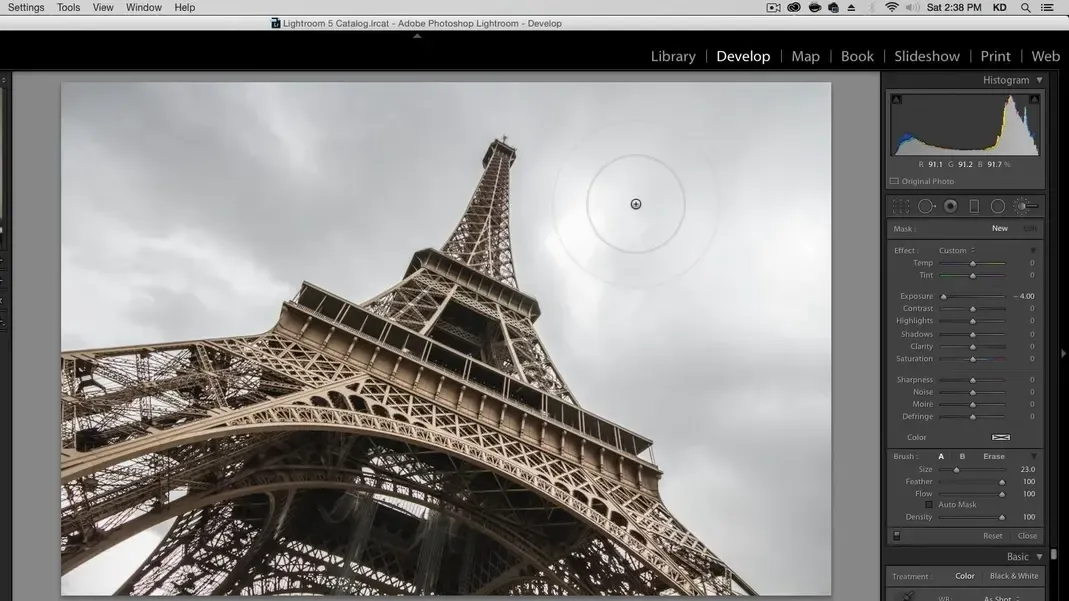 Erstellung eines Einstellungspinsels mit reduzierter Belichtung