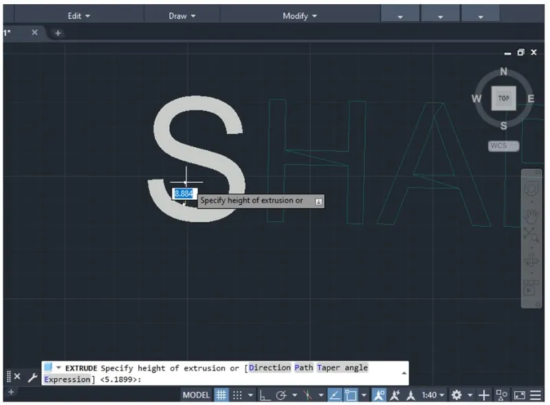 Extrudierter Text in realistischer Ansicht
