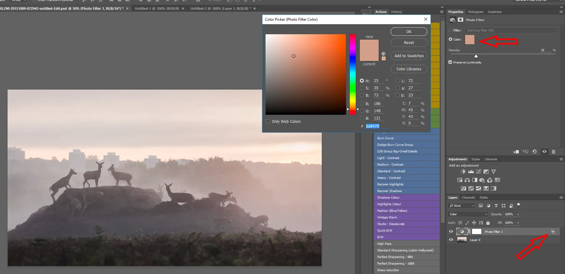 Farbkorrektur in Photoshop mit Mischen, wenn