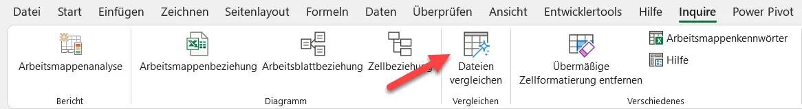 Inquire-Menüband in Excel