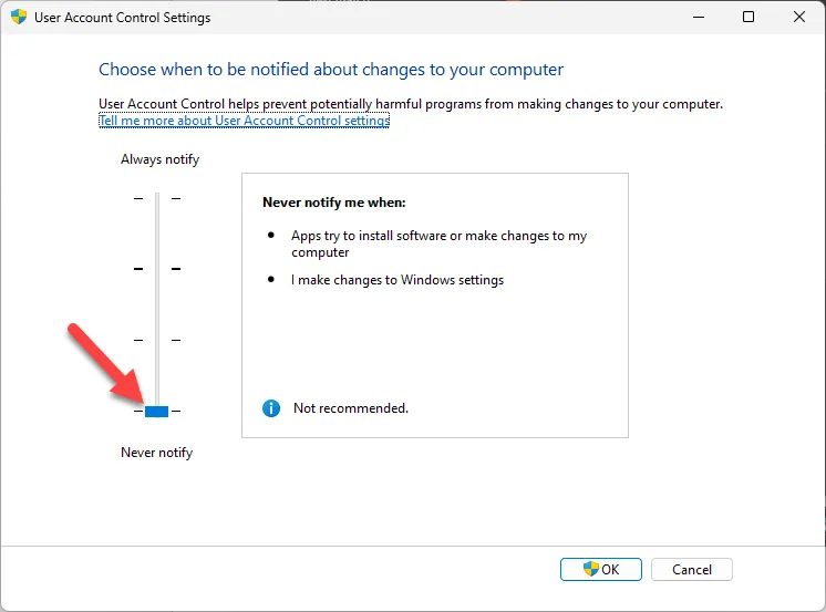 Installation von Revit 2024 und 2025 – Niedrigste UAC-Einstellung