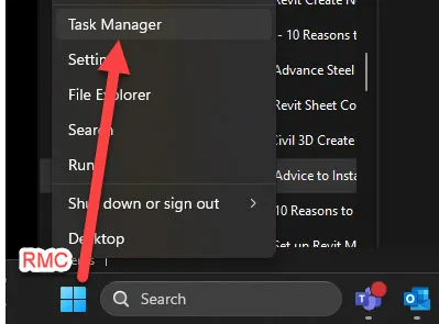 Installation von Revit 2024 und 2025 – Task-Manager