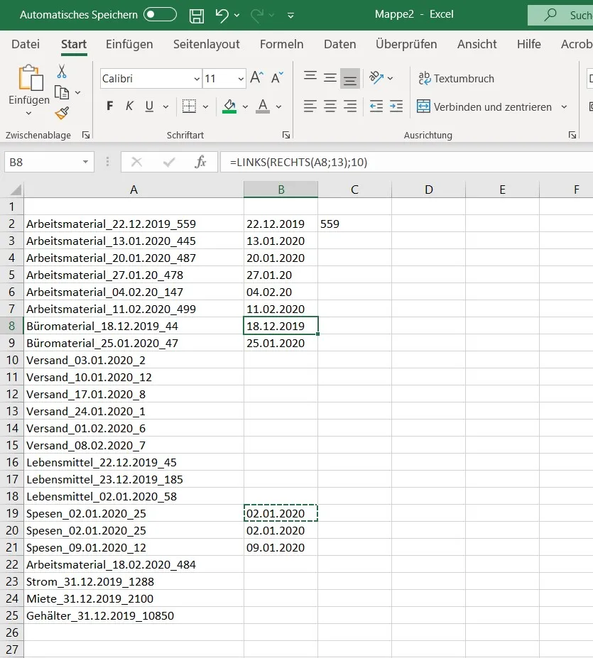 Kombination von LINKS und RECHTS