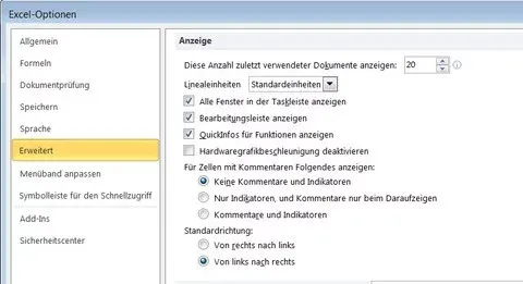 Kommentare in Excel ausblenden