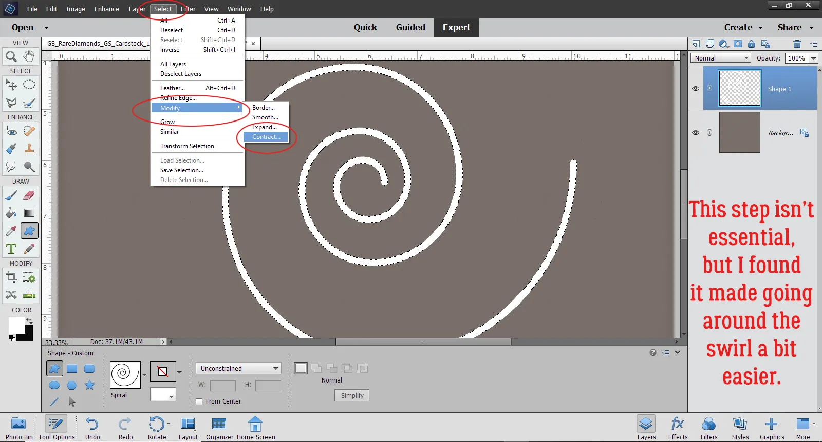 Kontrahieren der Auswahl