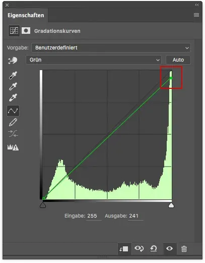Korrektur eines Grünstichs im Grünkanal