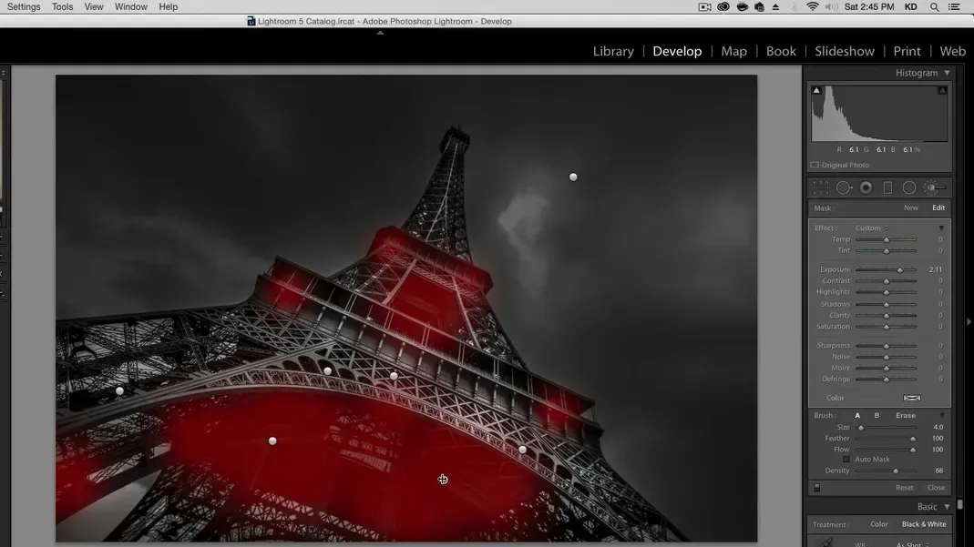 Korrektur zu heller Bereiche mit dem negativen Pinsel