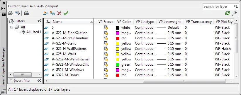 Layer-Eigenschaften für Ansichtsfenster
