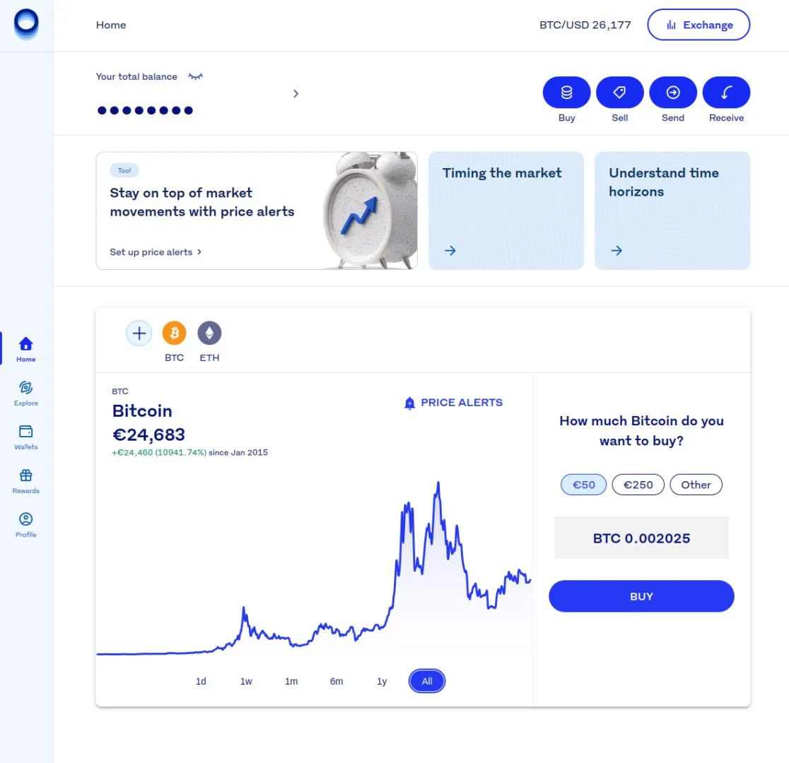 Luno Benutzeroberfläche