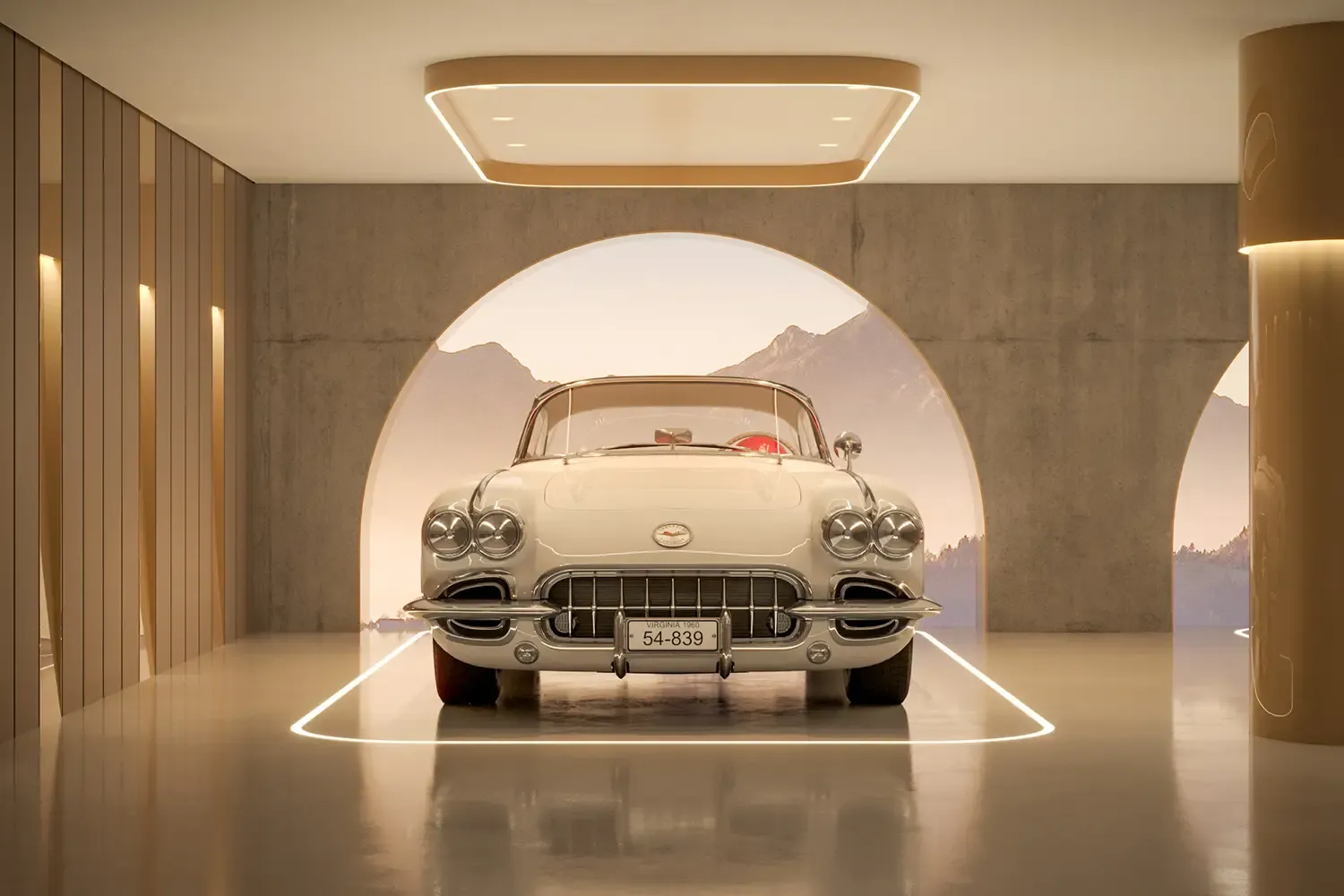 Stilvolle Garage für Luxusautos mit Klimakontrolle und Sicherheitssystemen