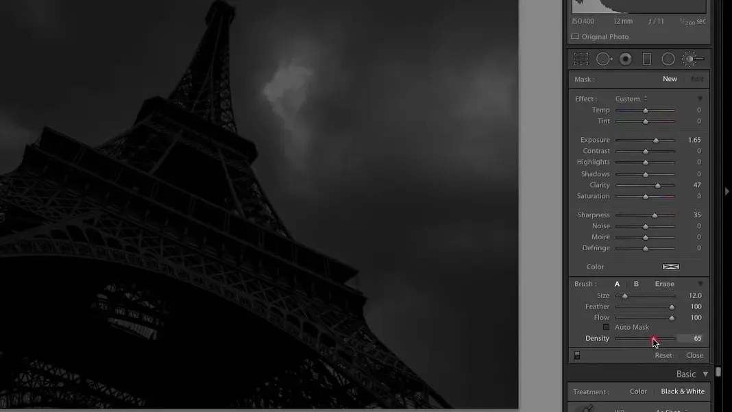 Neuer Pinsel mit erhöhter Belichtung, Schärfe und Klarheit