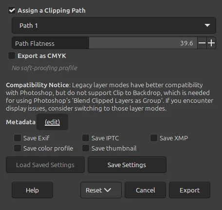 Neuer PSD-Export-Dialog