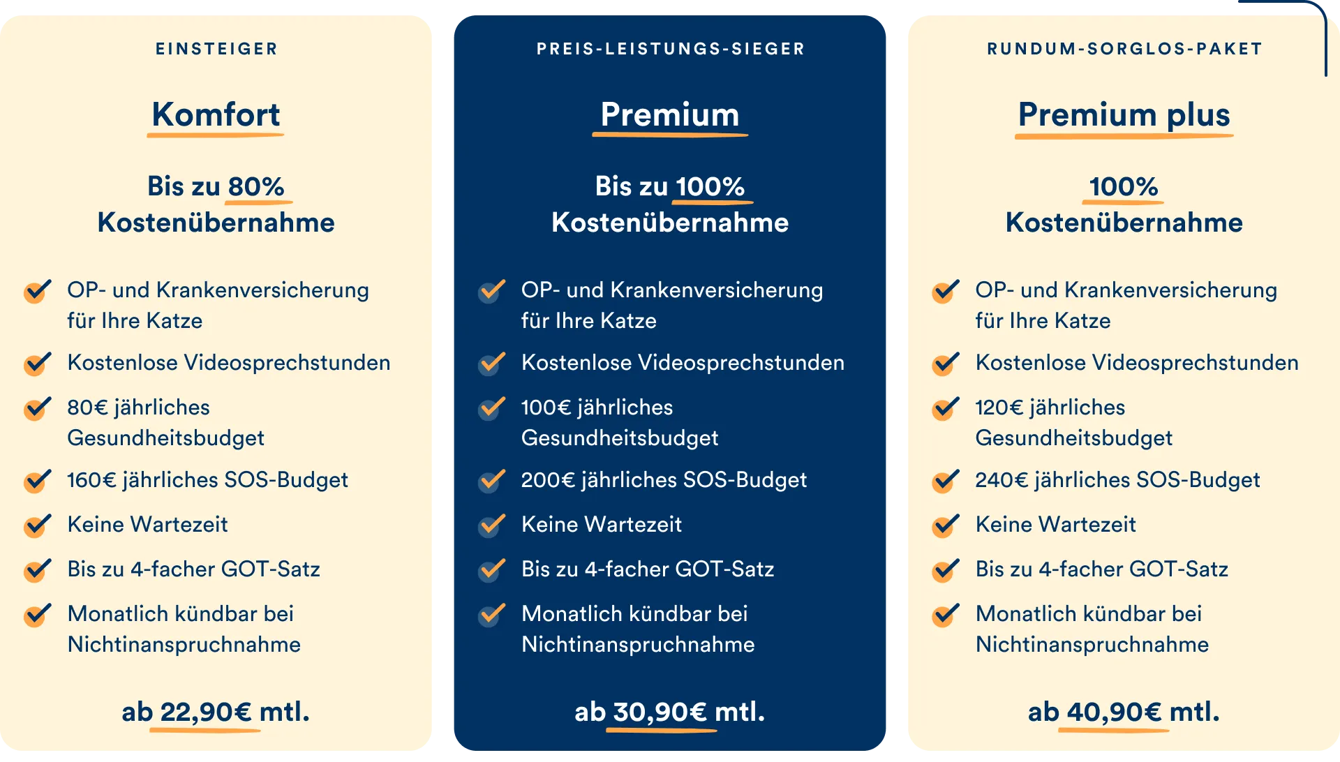 petolo Katzenkrankentarife im Überblick