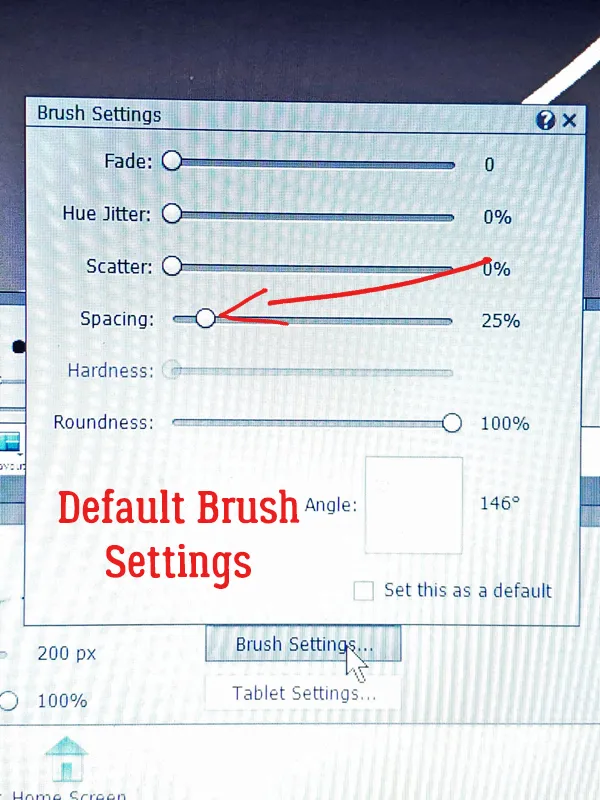 Pinsel-Einstellungen: Abstand