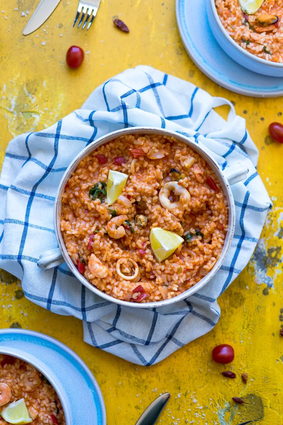 Portugiesischer Reis mit Meeresfrüchten