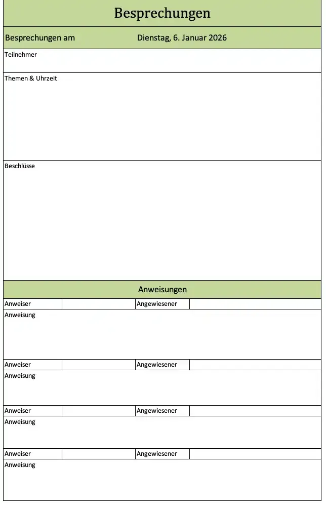 Protokollierung von Besprechungen und Beschlüssen