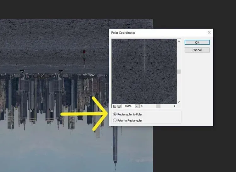Rechteckig zu Polar wählen.