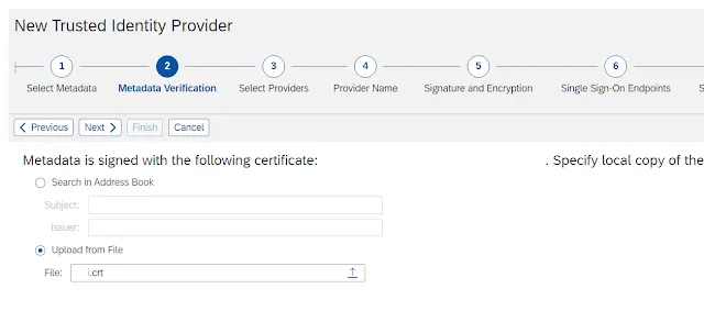 SAML2 Konfiguration Schritt 12