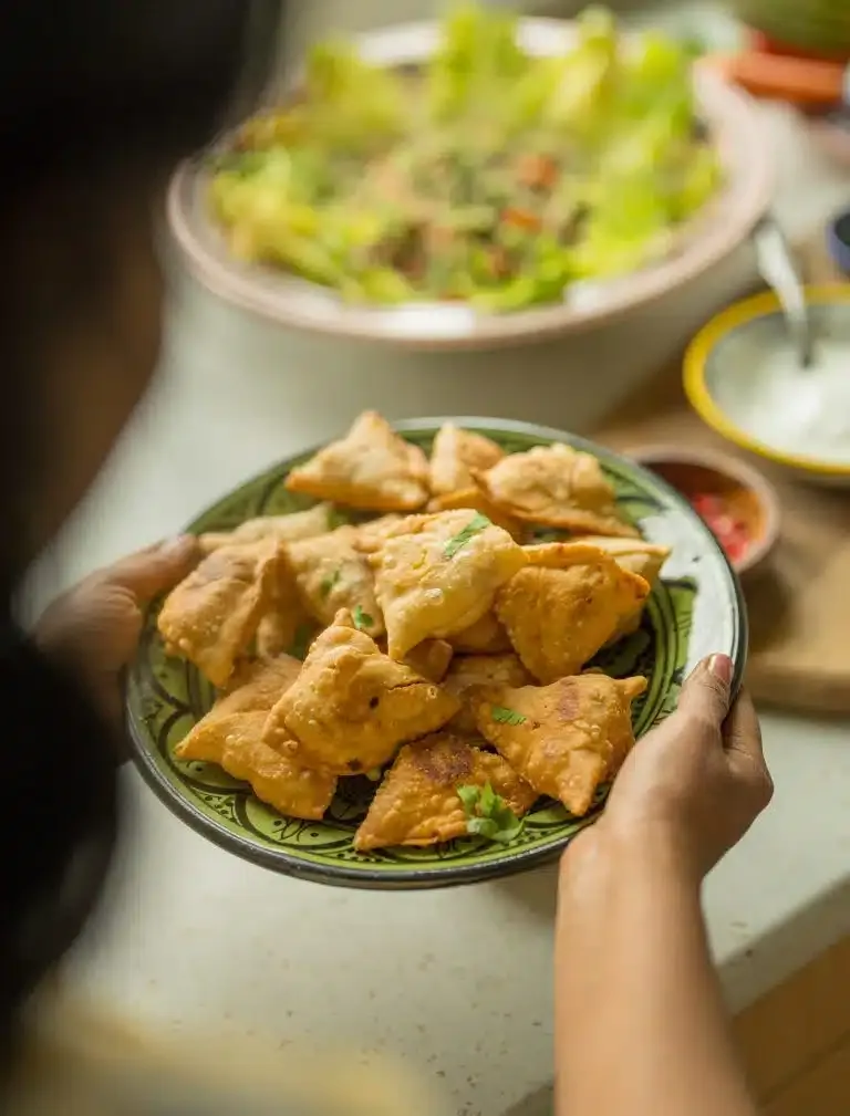 Samosas – vegetarische Teigtaschen mit Kartoffel-Erbsen-Füllung