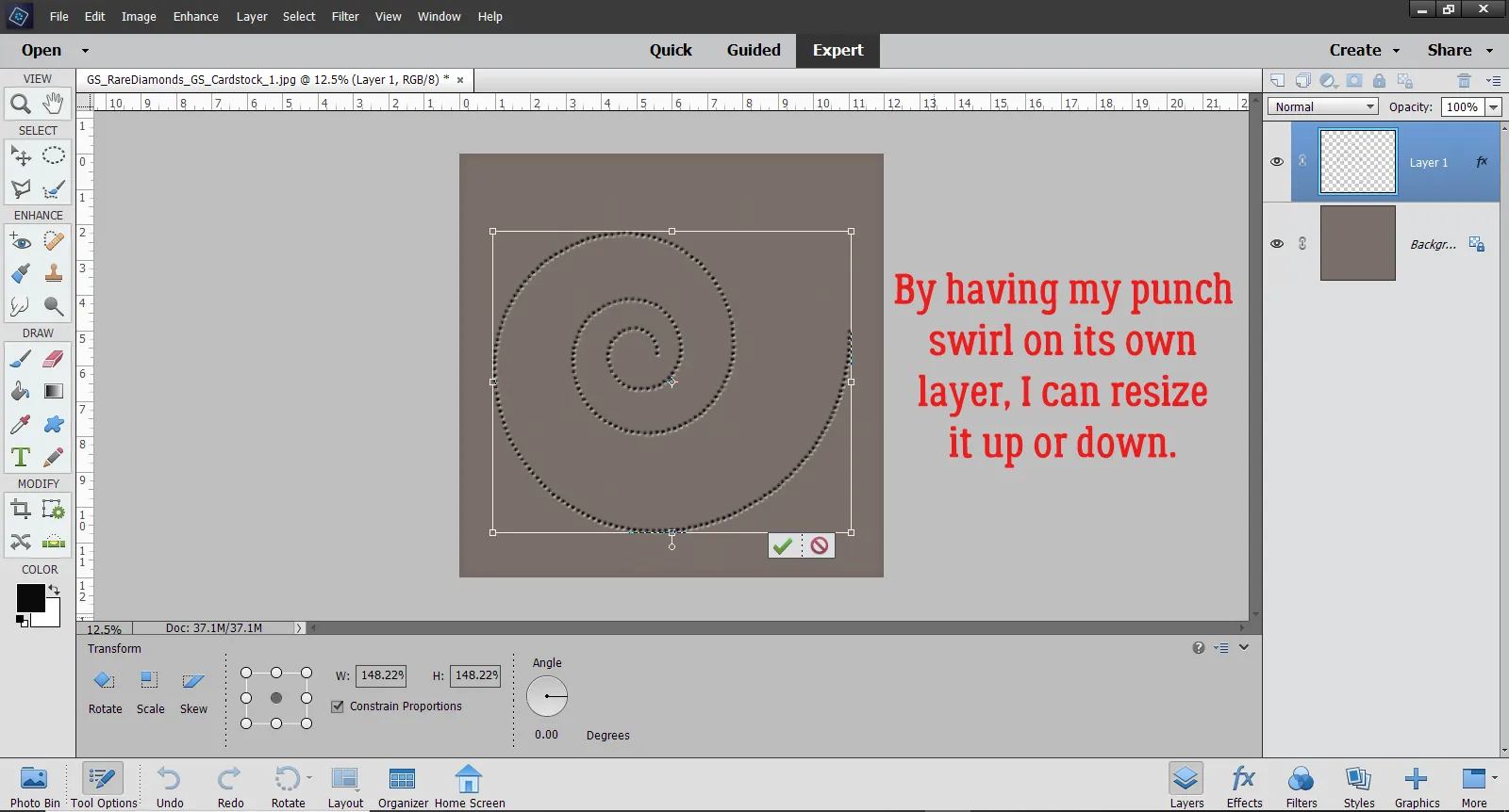 Skalieren des durchgestochenen Musters