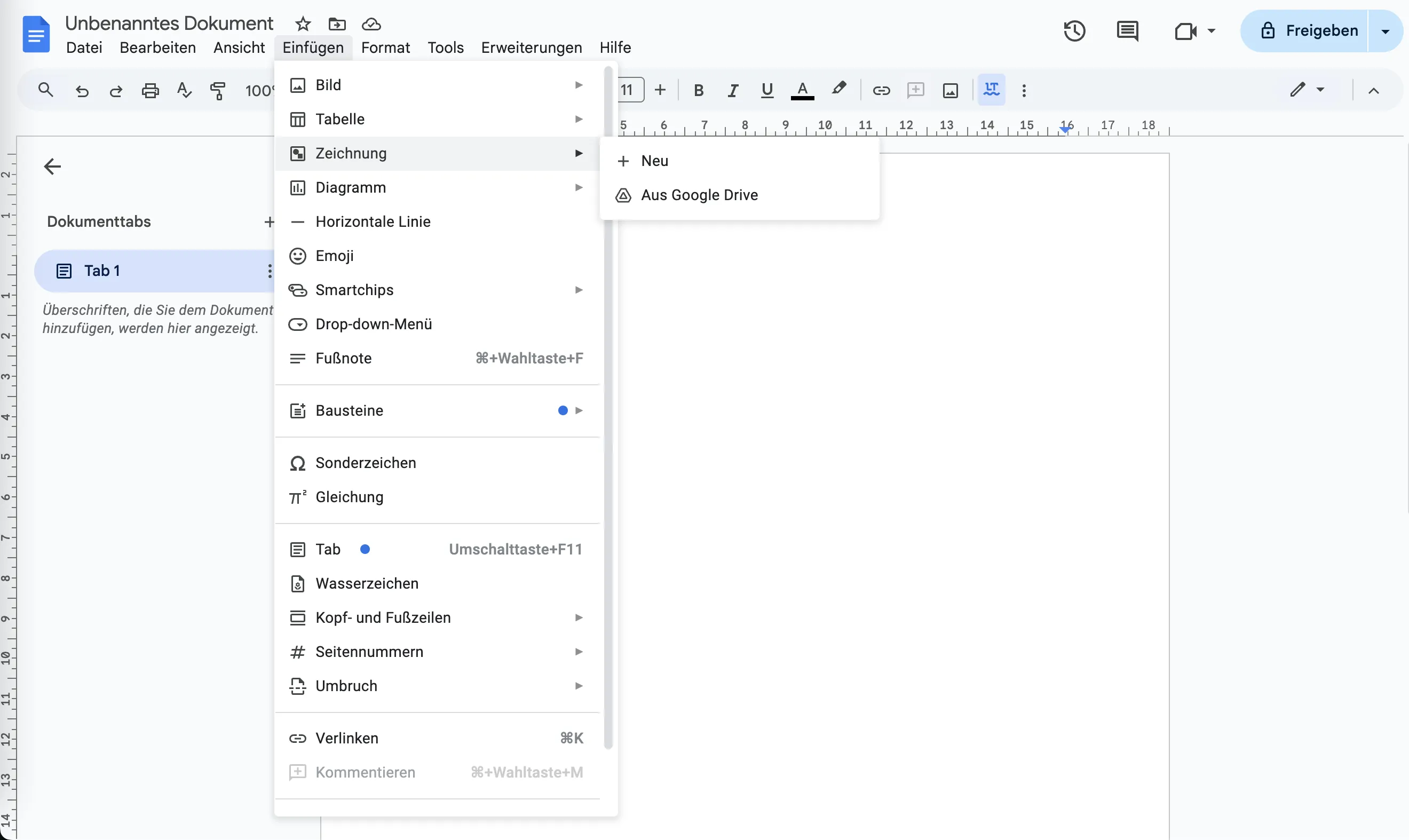 Skizze einer Unterschrift in Google Docs